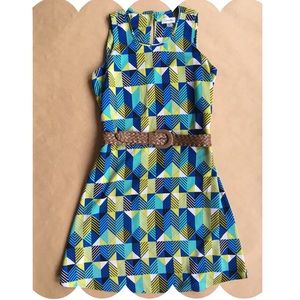 Calvin Klein Blue and Green Geometric Dress